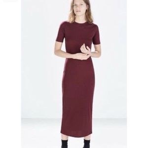 Zara TRF Burgundy Dress